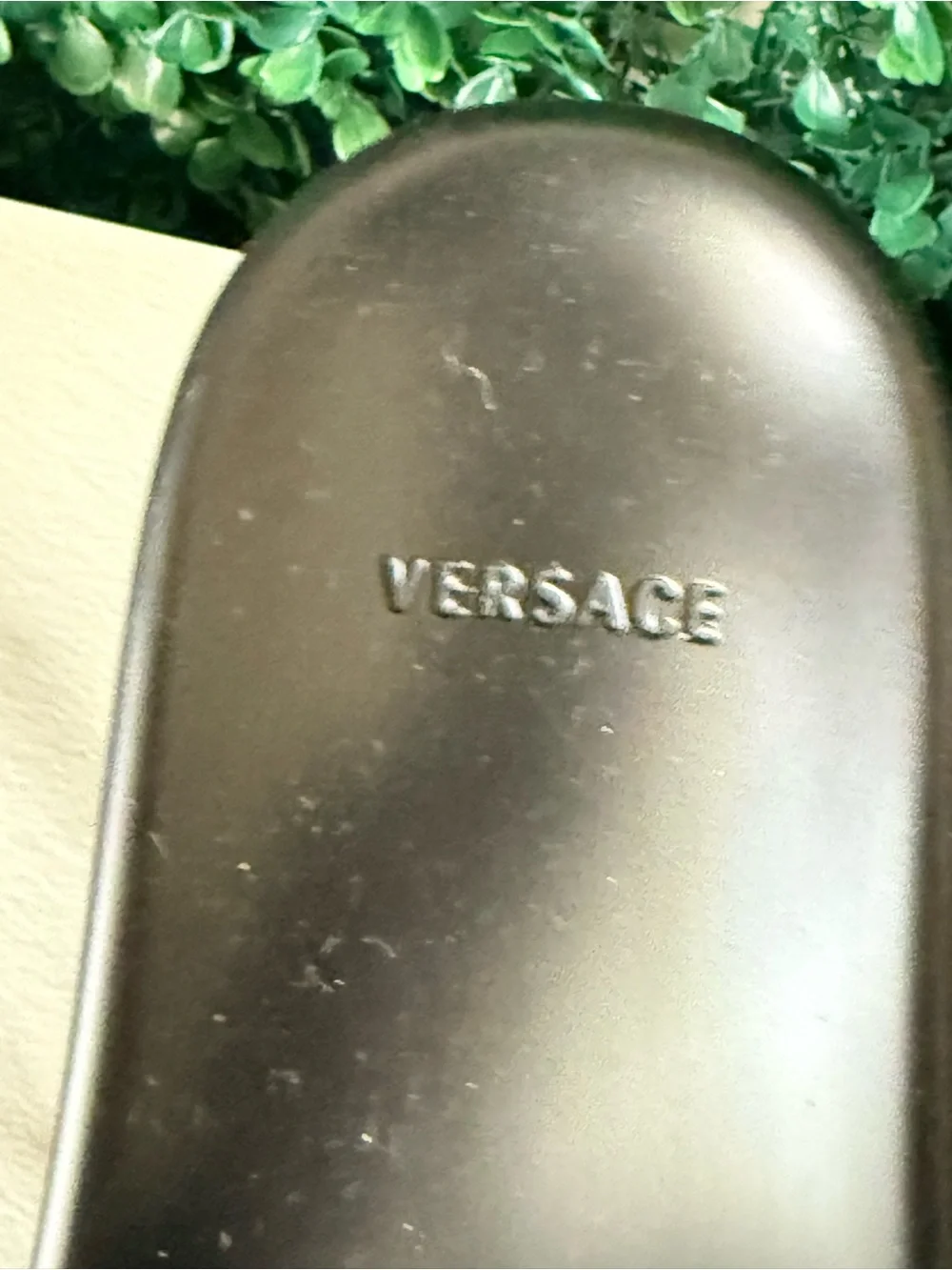 Versace Black & Gold Chain Print Slide Sandals Size 42